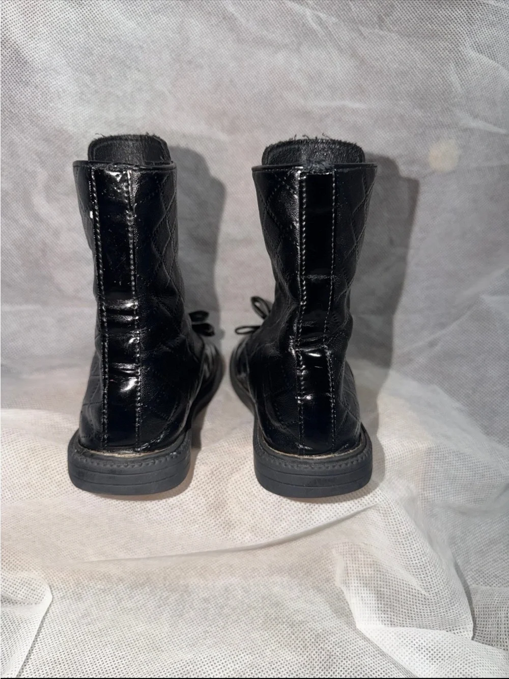 Black Quilted Bow Ankle Boots little girls size 10